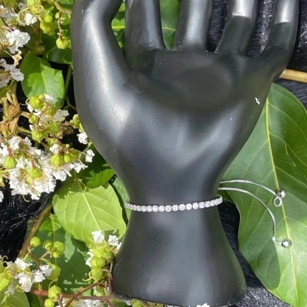 NWT Savvy Cie Sterling Silver Cubic Zirconia Box Tennis Bracelet